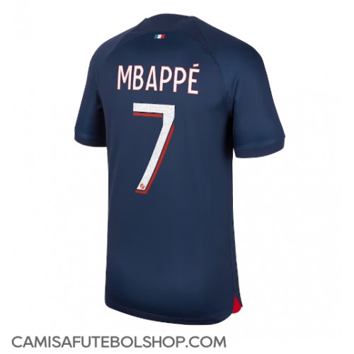 Camisa de time de futebol Paris Saint-Germain Kylian Mbappe #7 Replicas 1º Equipamento 2023-24 Manga Curta